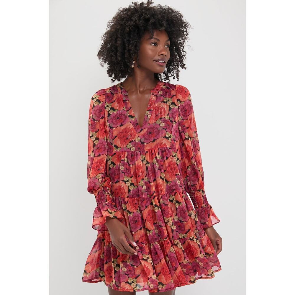 POMANDER PLACE Rose Chiffon Kenzo Dress Size L NWT Retail $98 Tuckernuck